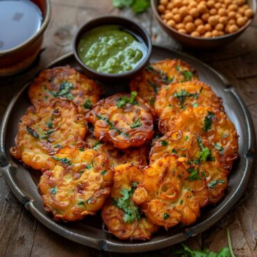 Plating of Peyaji - Bengali Onion Fritters Recipe